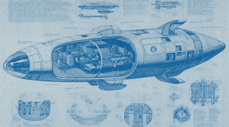 Drupal Starshot Product Strategy cover image showing a space craft construction and schematics