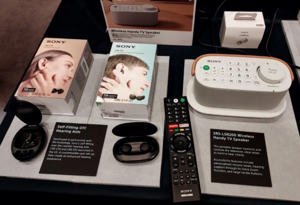 Accessibility technology from Sony on display including Link wireless earbuds, hearing aids and wireless speakers geared towards the visually and hearing impaired